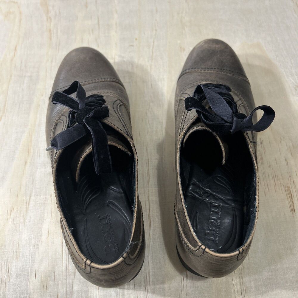 Born Bronze Leather Cap Toe Oxford Lace Up Shoes Women’s 9M Comfort Romantic Edg - Picture 5 of 10